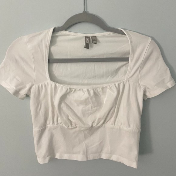 ASOS DESIGN square neck top with ruched bust in white - Picture 4 of 5